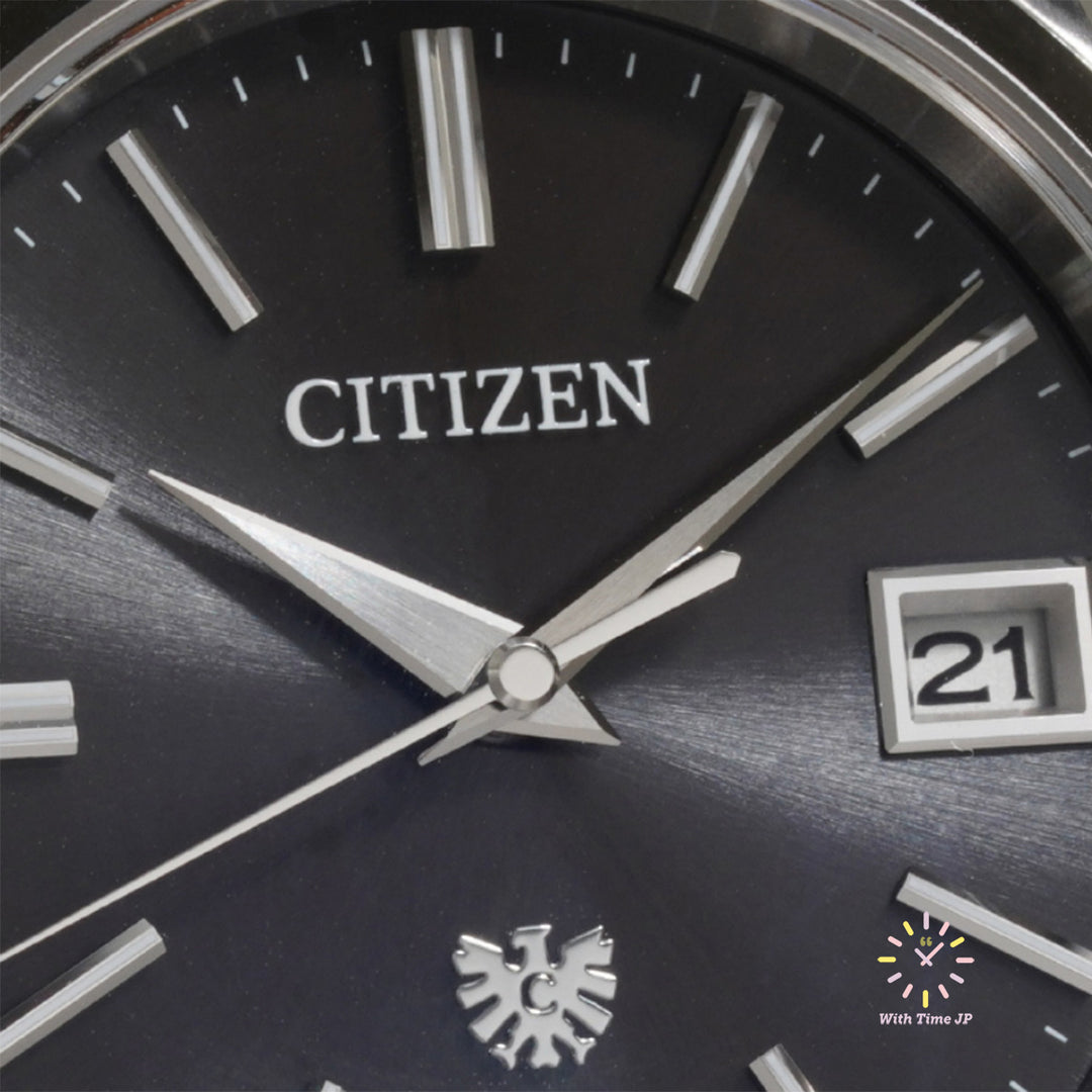 THE CITIZEN AQ4080-52E Solar Men's Watch Close-up of Black dial close to charcoal gray.