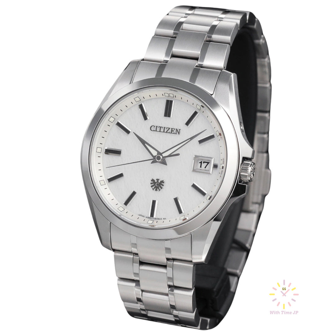 THE CITIZEN AQ4091-56A Solar Men's Watch, Stainless Steel Case, White Japanese paper dial,Stainless Triple Link Band.