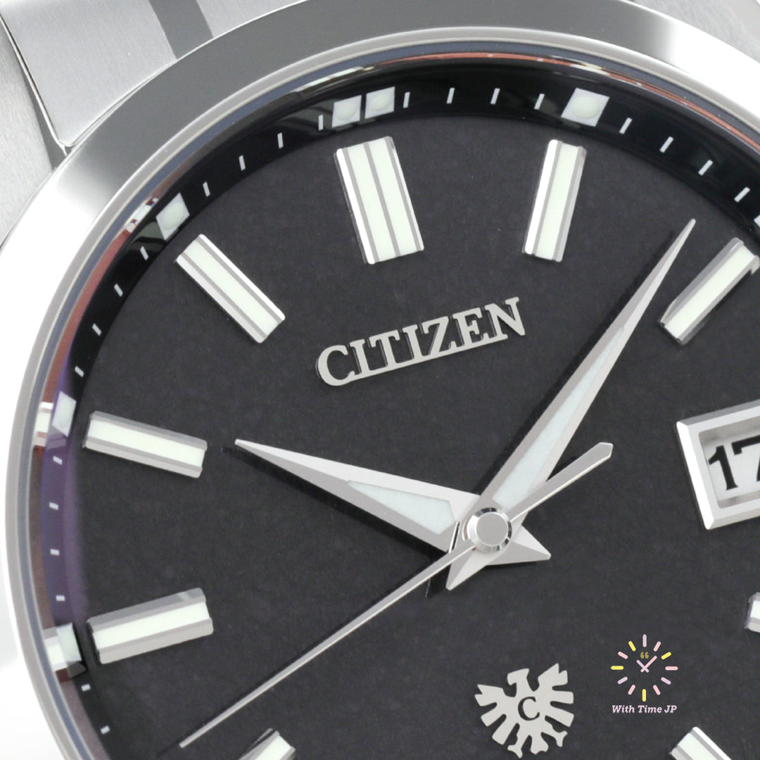 THE CITIZEN AQ4091-56E Solar Men's Watch close-up of Black Japanese paper dial.