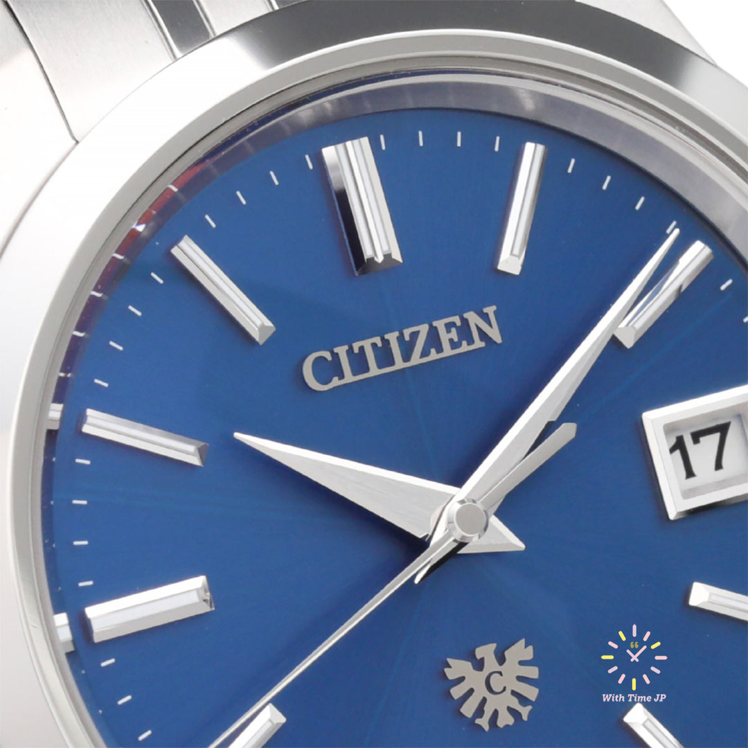 THE CITIZEN AQ4100-57L Solar Men's Watch close-up of Blue dial.