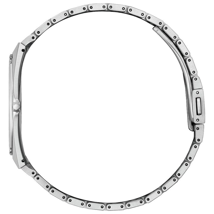 Citizen Eco-Drive One AR5060-58E Ultra-thin men's watch, Stainless steel case, Black dial, Stainless steel bracelet,Side angle.
