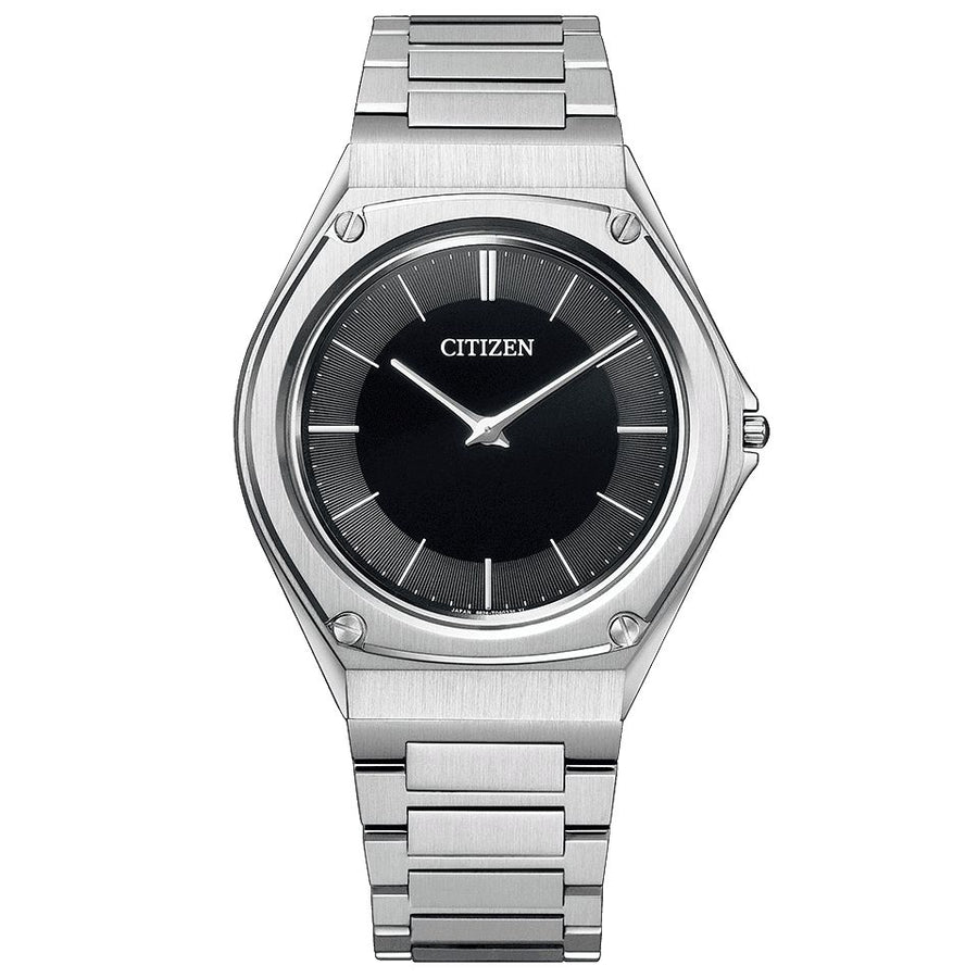 Citizen Eco-Drive One AR5060-58E Ultra-thin men's watch, Stainless steel case, Black dial, Stainless steel bracelet.