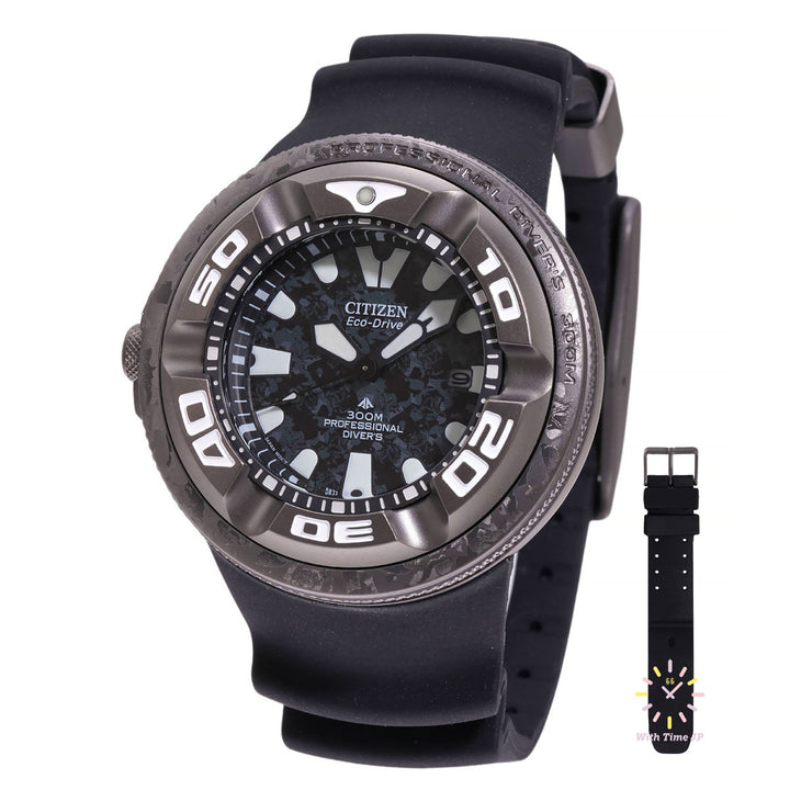 CITIZEN Promaster BJ8056-01E,Eco-Drive Diver's, Men's Watch, Stainless steel Case, Camouflage pattern black dial,Urethane bands containing biomass.