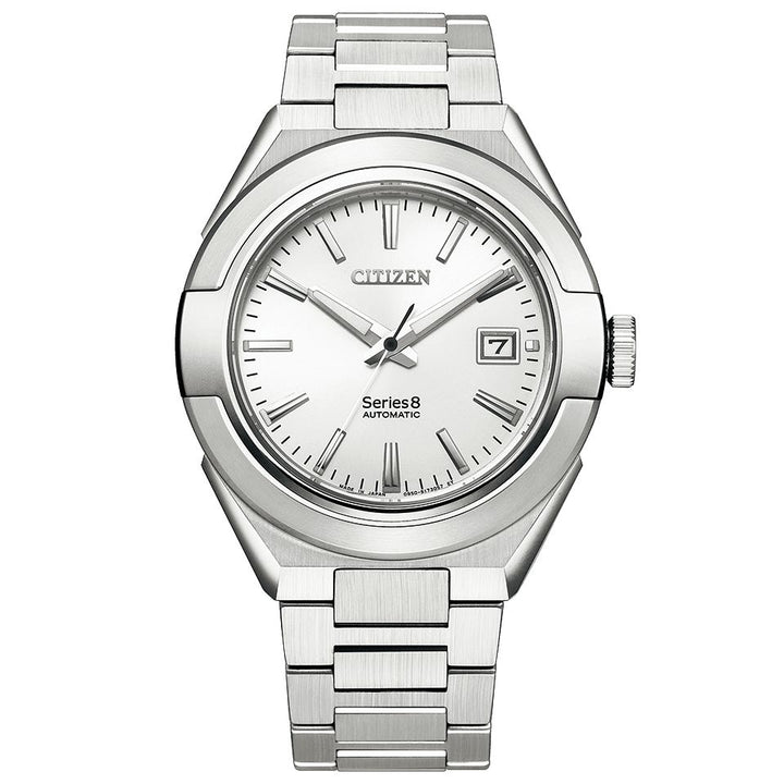 Citizen Series Eight NA1000-88A Mechanical Men's Watch, Stainless Steel Case, White Dial, Stainless Triple Link Band.