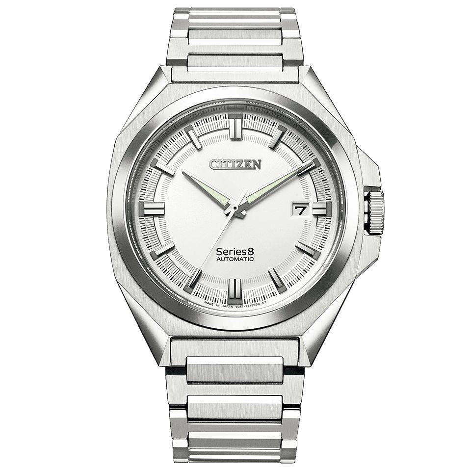 CITIZEN Series Eight NB6010-81A Mechanical Watch Men's Watch, Stainless Steel Case, White Dial, Stainless Triple Link Band.