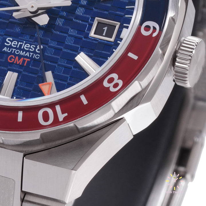 CITIZEN SERIES 8 NB6030-59,Close-up of Blue Dial from crown side