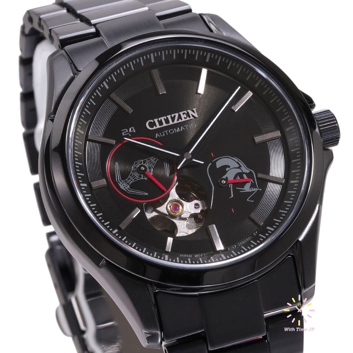CITIZEN NP1015-66E,Darth Vader Model,Automatic men's watch, Close-up of front angle.