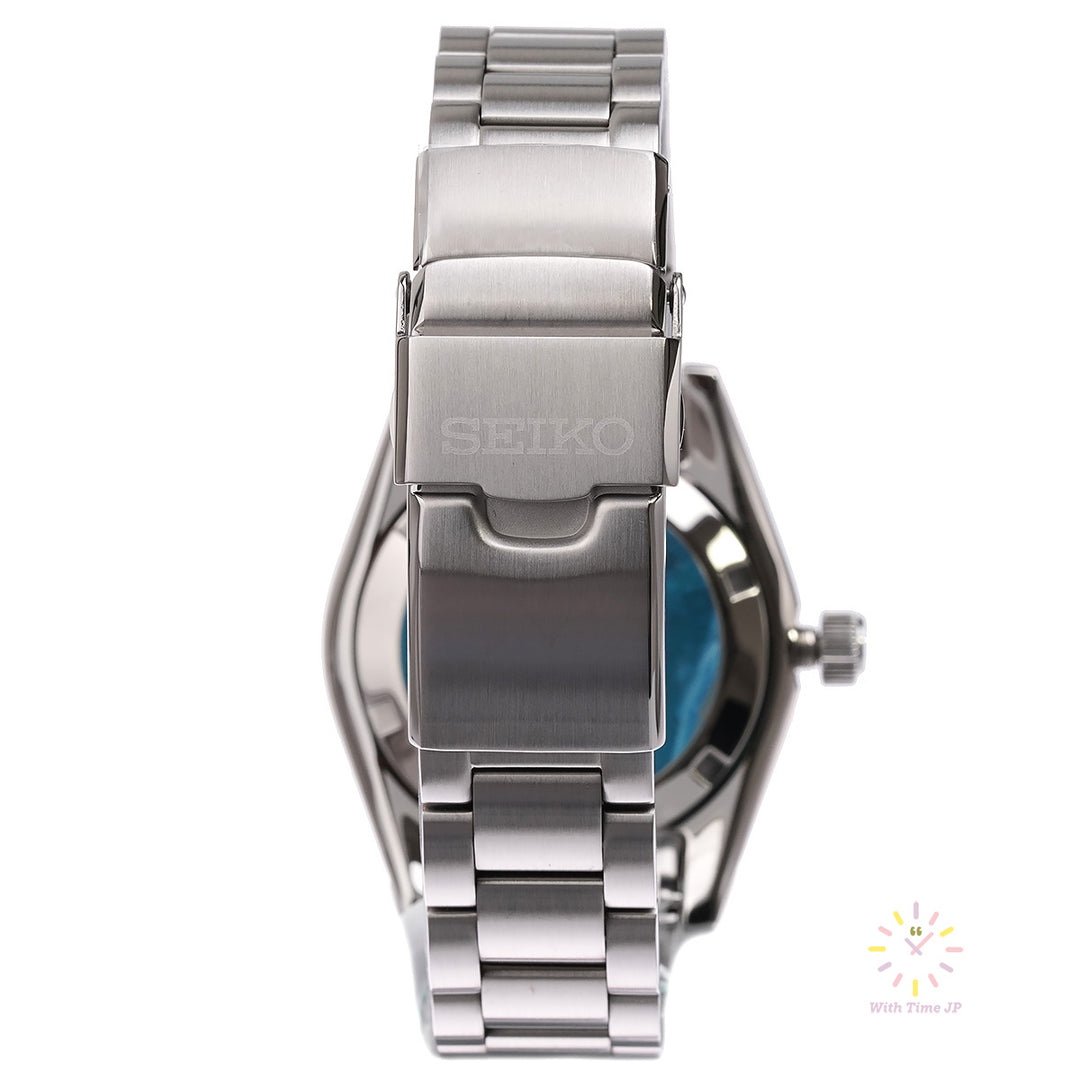 Seiko Prospex SBDC165,Automatic Diver's Watch, stainless steel Case, deep blue Dial, stainless steel Band, Watch back side.