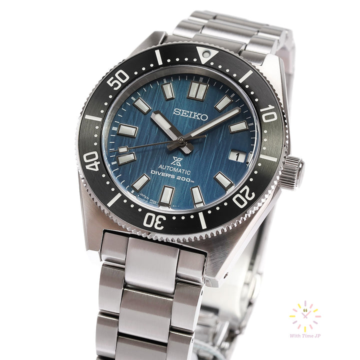 Seiko Prospex SBDC165,Automatic Diver's Watch, stainless steel Case, deep blue Dial, stainless steel Band, from crown side.