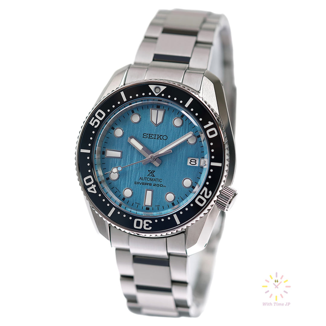 Seiko Prospex Automatic Diver's Watch SBDC167, Stainless steel Case, Stainless steel triple link band, Light blue Dial.