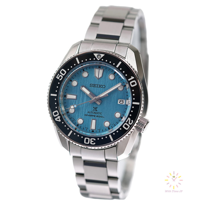Seiko Prospex Automatic Diver's Watch SBDC167, Stainless steel Case, Stainless steel triple link band, Light blue Dial.
