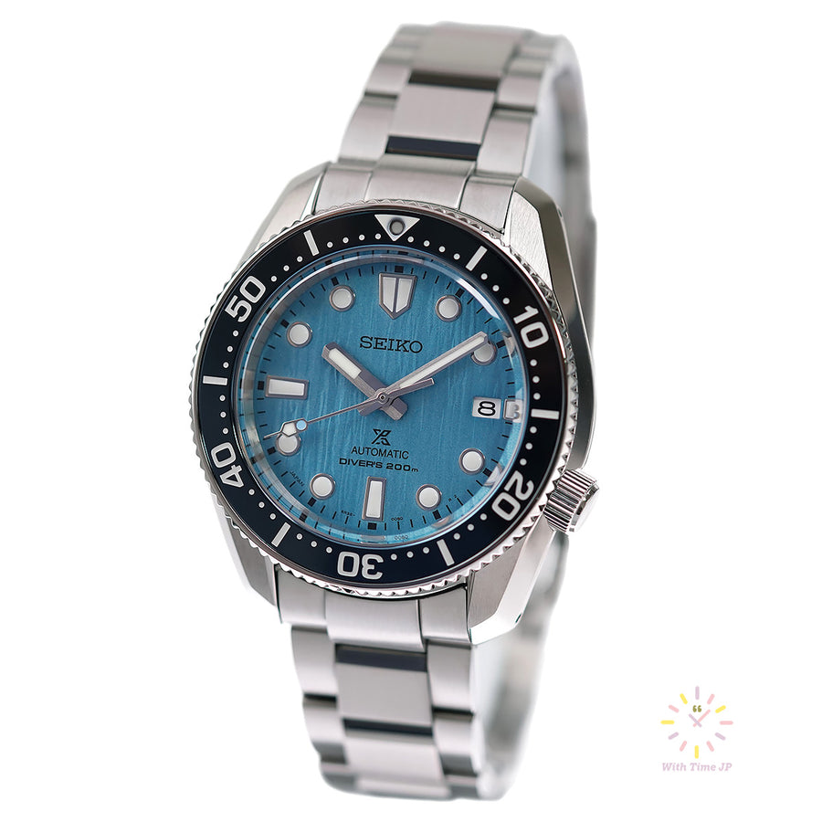 Seiko Prospex Automatic Diver's Watch SBDC167, Stainless steel Case, Stainless steel triple link band, Light blue Dial.