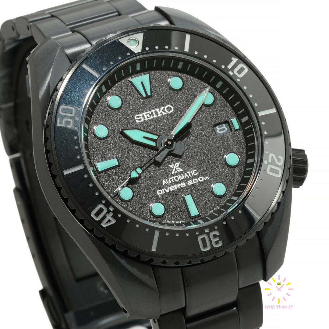 Seiko Prospex The Black Series Automatic Diver Scuba SBDC193,Close-up of Black Dial