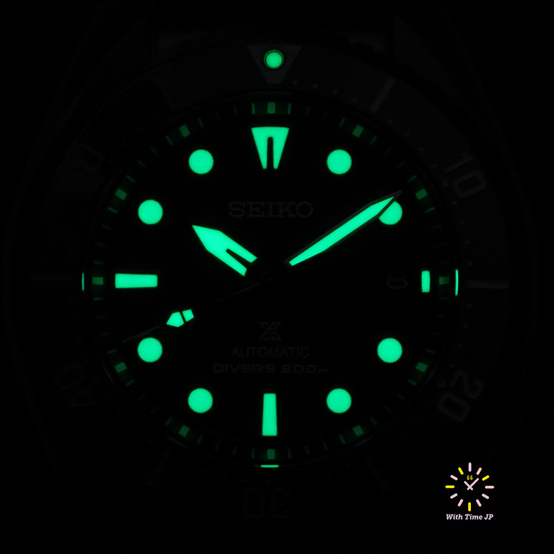 Black dial luminescence of Seiko Prospex The Black Series Automatic Diver Scuba SBDC193