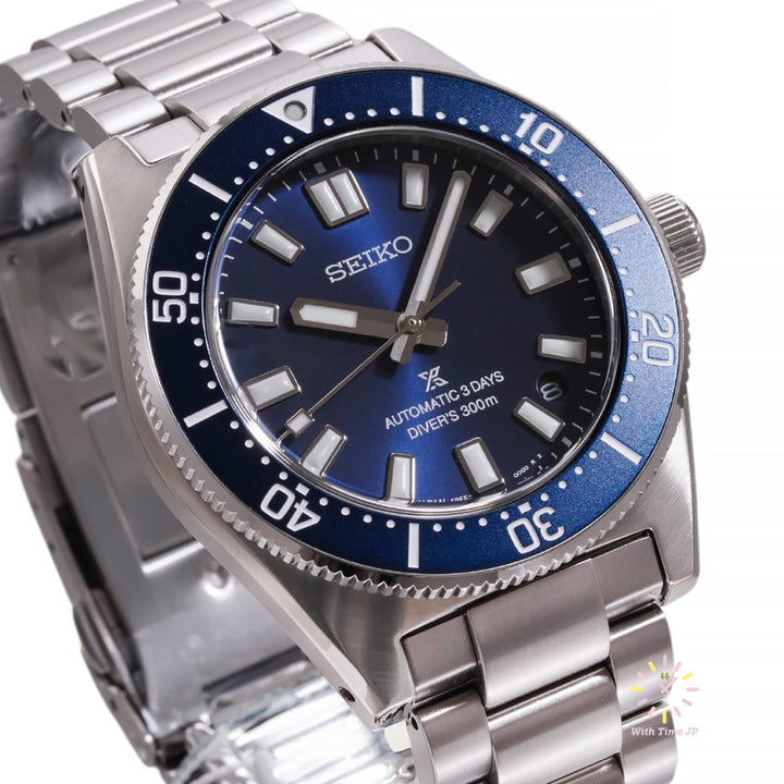 SEIKO Prospex SBDC195 automatic diver's watch angle from lower left.