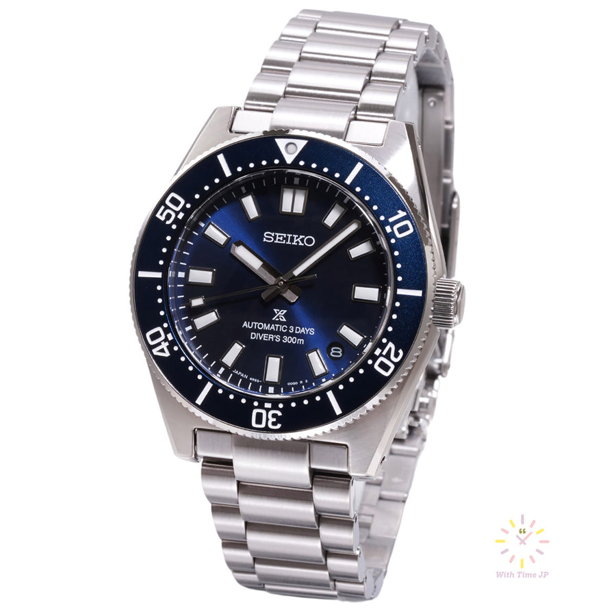 SEIKO Prospex SBDC195 automatic diver's watch, Stainless steel case, Stainless steel triple link band, Blue dial.