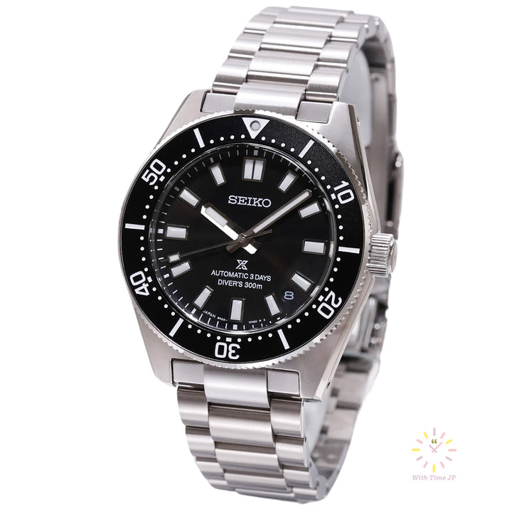 SEIKO Prospex SBDC197 automatic diver's watch, Stainless steel case, Stainless steel triple link band, Black dial.