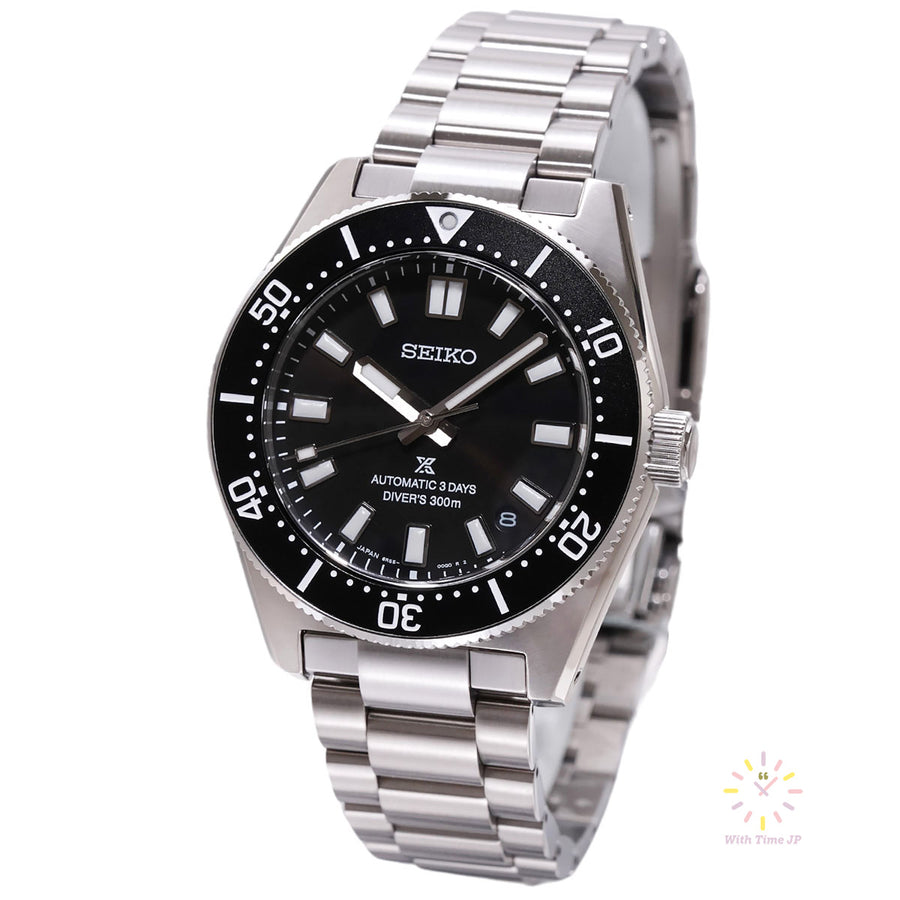 SEIKO Prospex SBDC197 automatic diver's watch, Stainless steel case, Stainless steel triple link band, Black dial.