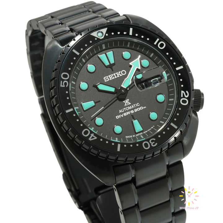 Seiko Prospex The Black Series Automatic Diver Scuba SBDY127,Close-up of Black Dial