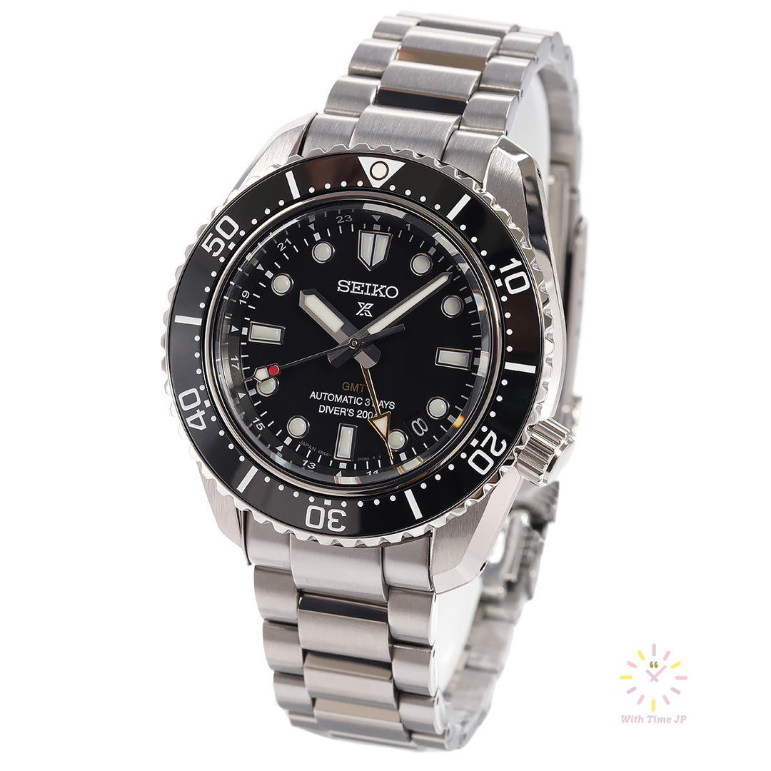 SEIKO Prospex SBEJ011 Mechanical GMT Diver's Watch, Stainless steel Case, Stainless steel triple link band, Black Dial.