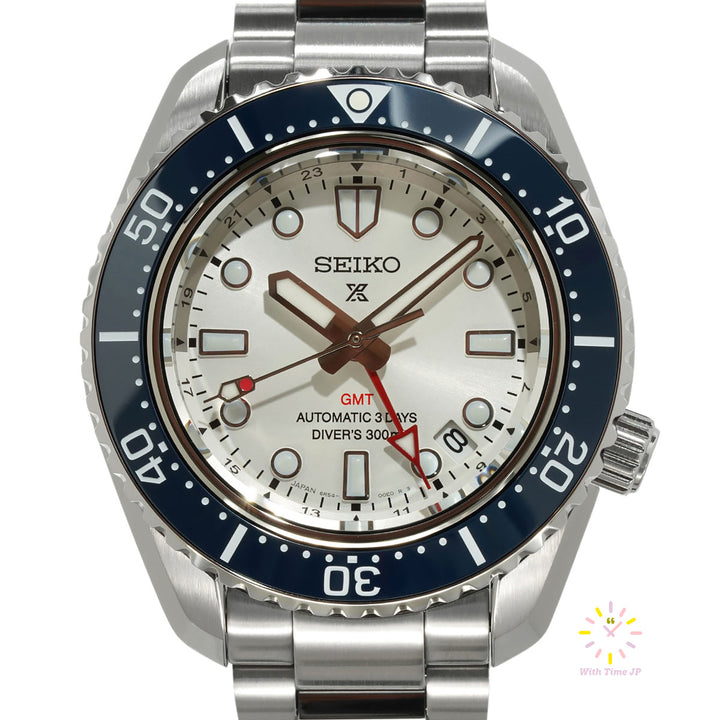 Seiko Prospex Diver Scuba Automatic GMT SBEJ029,Close-up of white Dial