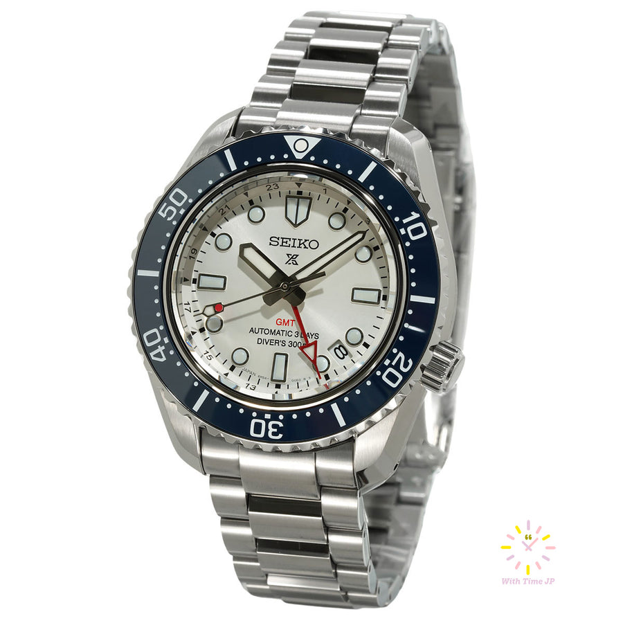Seiko Prospex Diver Scuba Automatic GMT SBEJ029,Mechanical  watch, Men's Watch,  stainless steel case, white Dial,stainless steel Band.