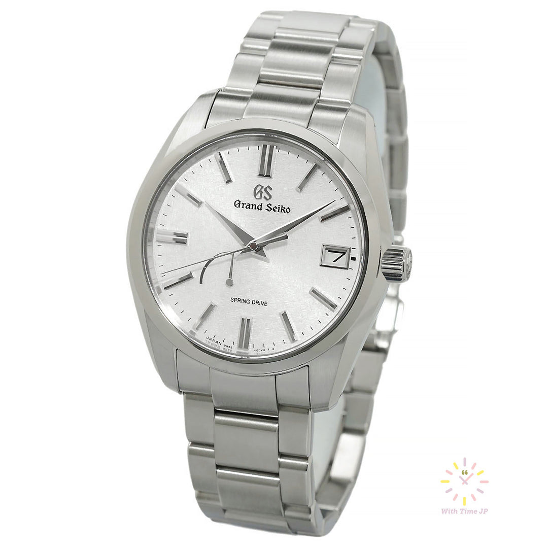 GRAND SIKO SBGA465, Spring Drive Men's Watch, Stainless steel case, Silver dial with geometric pattern, Triple link stainless steel bracelet.