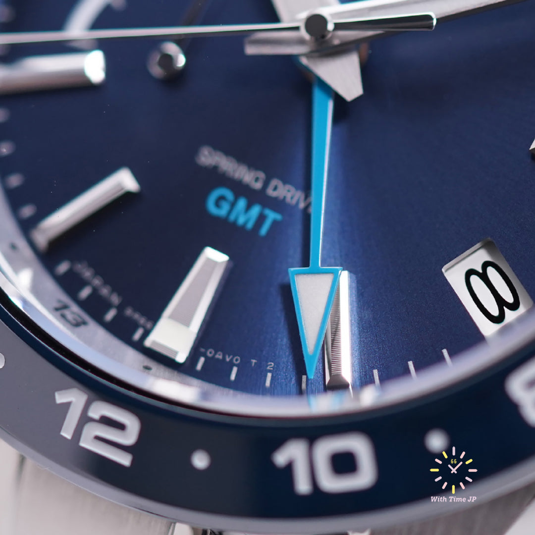 GRAND SIKO SBGE255,Spring Drive Men's Watch, Close-up of GMT hand.
