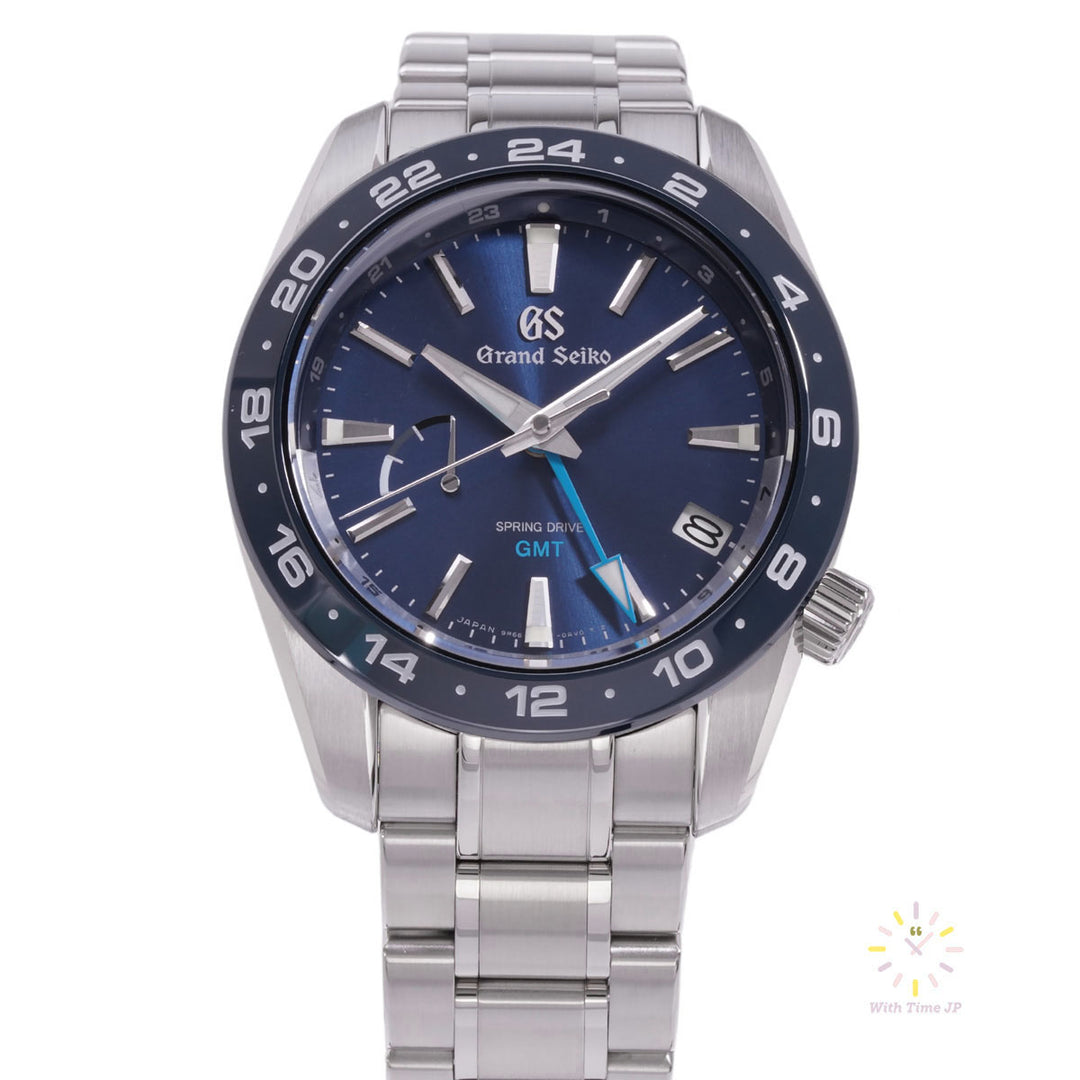 GRAND SIKO SBGE255,Spring Drive Men's Watch, Close-up of blue dial from the oblique angle.