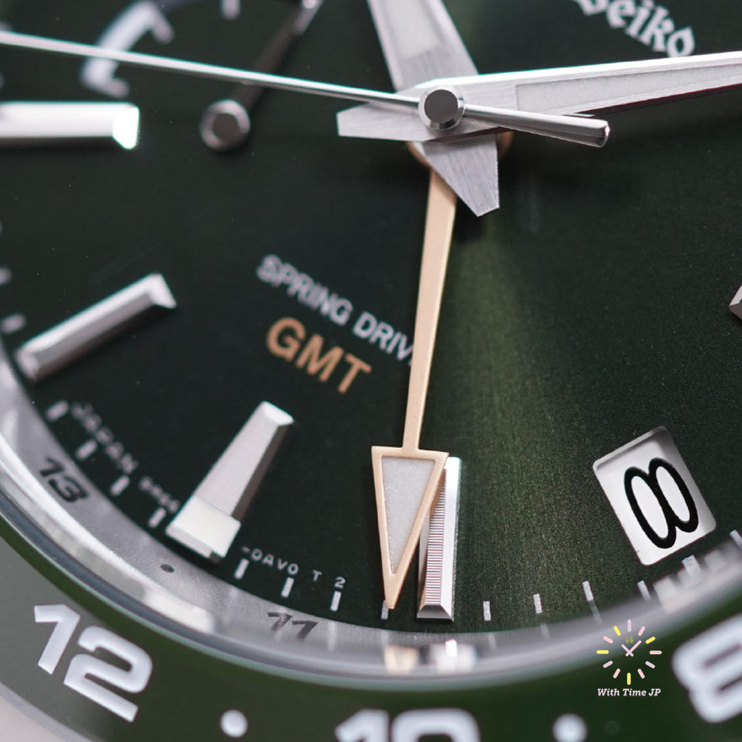 GRAND SIKO SBGE257,Spring Drive Men's Watch, Close-up of GMT hand.