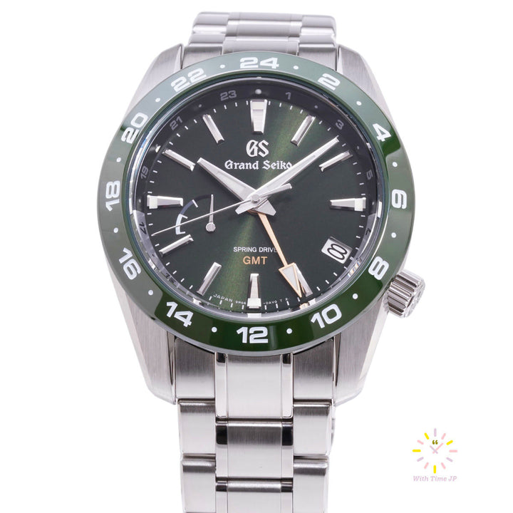 GRAND SIKO SBGE257,Spring Drive Men's Watch,Close-up of green Dial from Front angle.