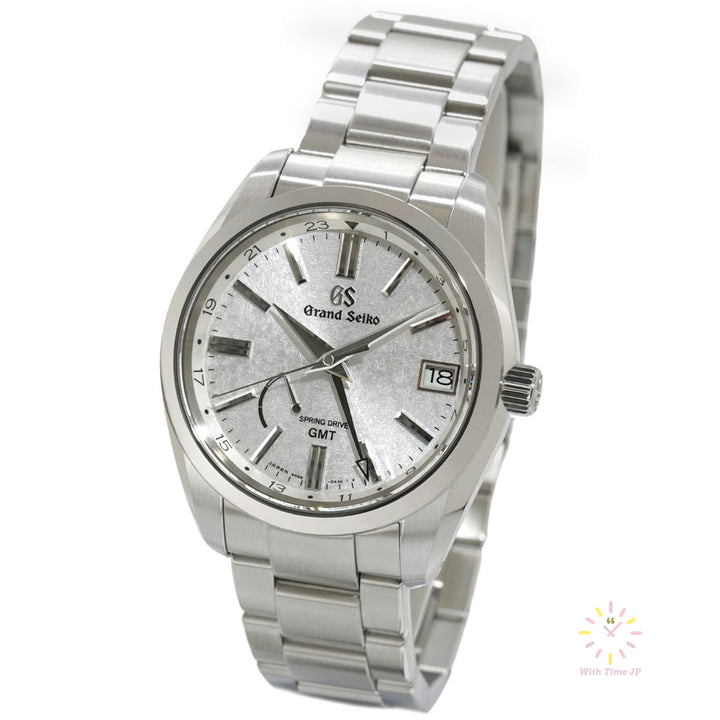 Grand Seiko GMT Spring Drive Mens Watch SBGE279, Stainless steel case, Stainless steel triple link band, Silver dial with organic molded pattern.