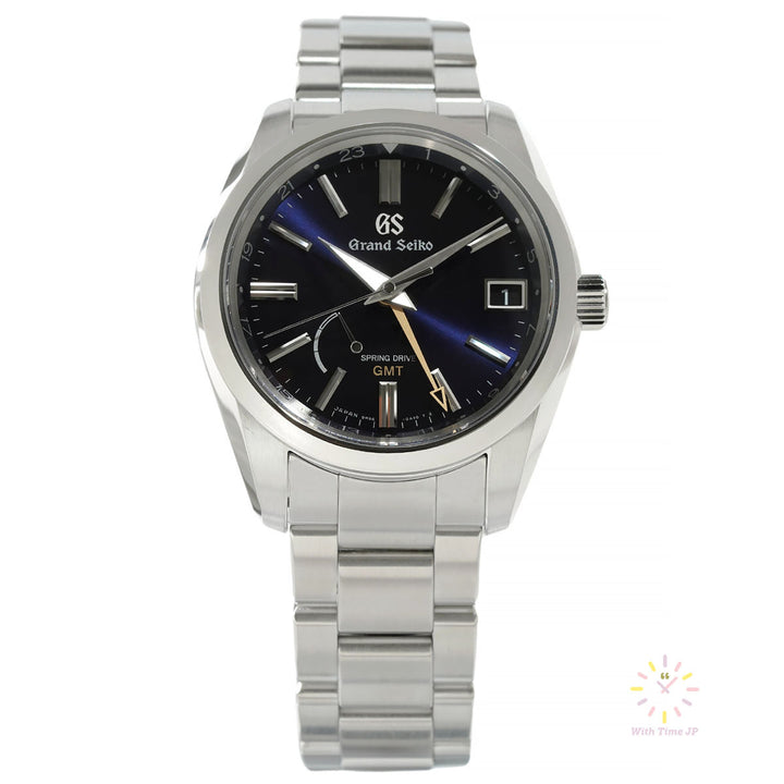 Grand Seiko Spring Drive GMT SBGE281 from the front looking up from the bottom