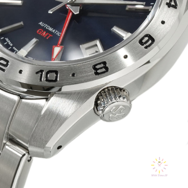 Grand Seiko SBGM245 Automatic GMT Men's Watch Lugs close-up.