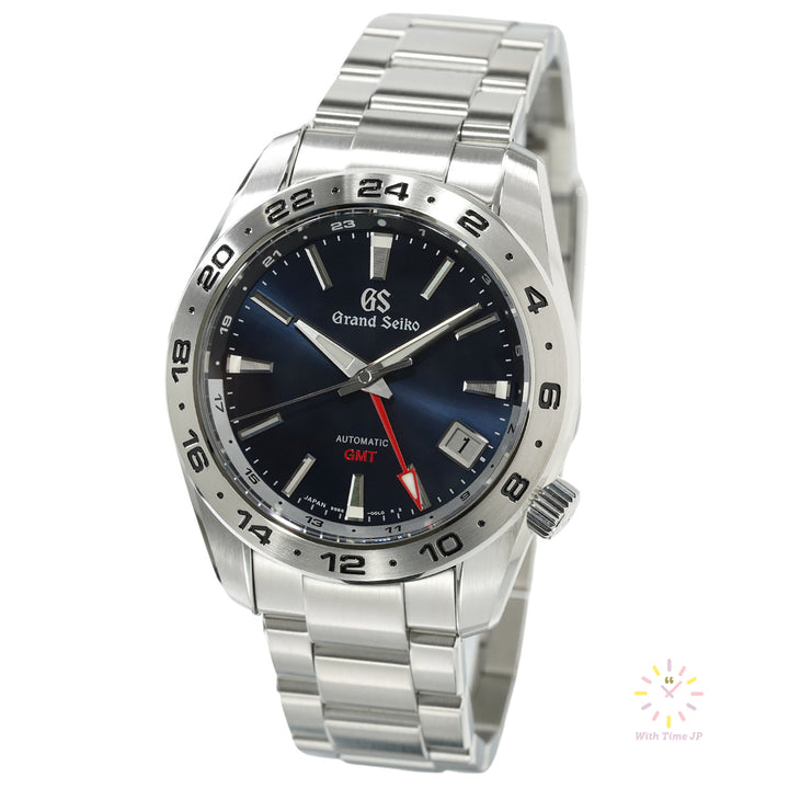 Grand Seiko SBGM245 Automatic GMT Men's Watch, Stainless steel case, Blue dial,Triple link stainless steel bracelet.