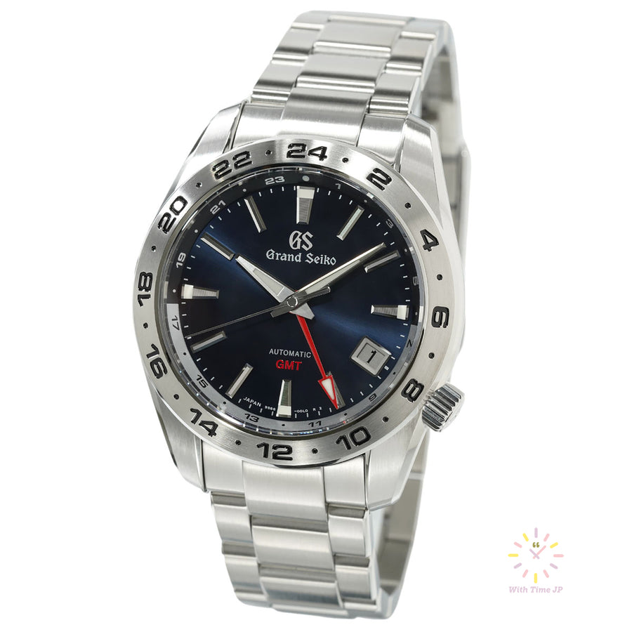 Grand Seiko SBGM245 Automatic GMT Men's Watch, Stainless steel case, Blue dial,Triple link stainless steel bracelet.