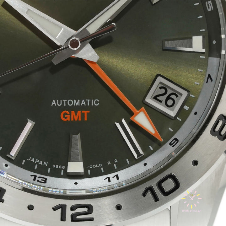 Grand Seiko SBGM247 Automatic GMT Men's Watch Close-up of GMT hand