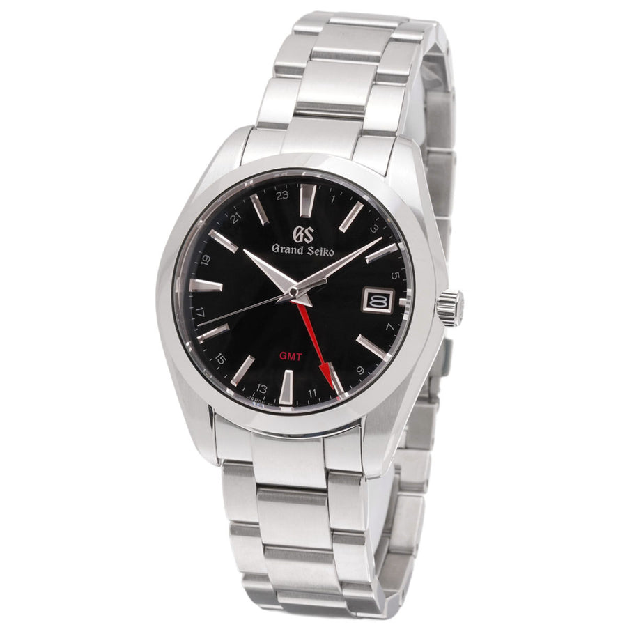 Grand Seiko SBGN013, Quartz Men's Watch, Stainless Steel Case, Black Dial, Triple-link Stainless Steel Bracelet.