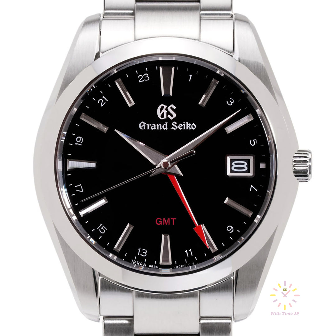Grand Seiko SBGN013, Quartz Men's Watch, Close-up of black dial.