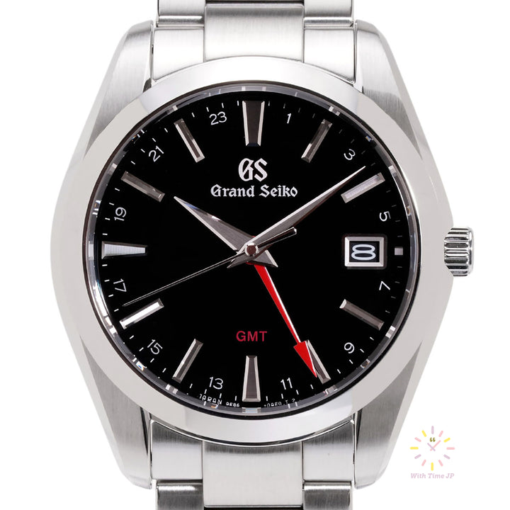 Grand Seiko SBGN013, Quartz Men's Watch, Close-up of black dial.