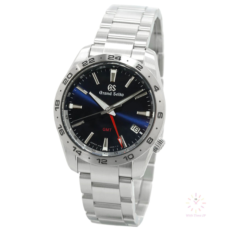 Grand Seiko SBGN029, GMT Quartz Men's Watch, Stainless Steel Case, blue Dial, Triple-link Stainless Steel Bracelet.