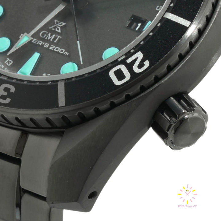 Seiko Prospex Solar GMT Diver "SUMO" Night Vision SBPK007,Close-up of Black Dial #3
