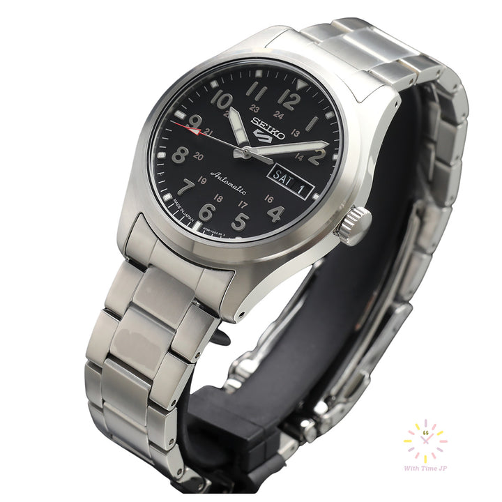 SEIKO 5 SPORTS SBSA111 automatic wristwatch, viewed from bottom right.