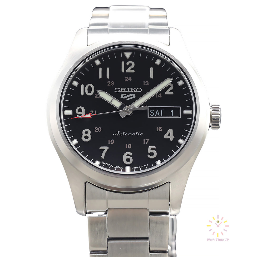 SEIKO 5 SPORTS SBSA111 automatic wristwatch, viewed from front.
