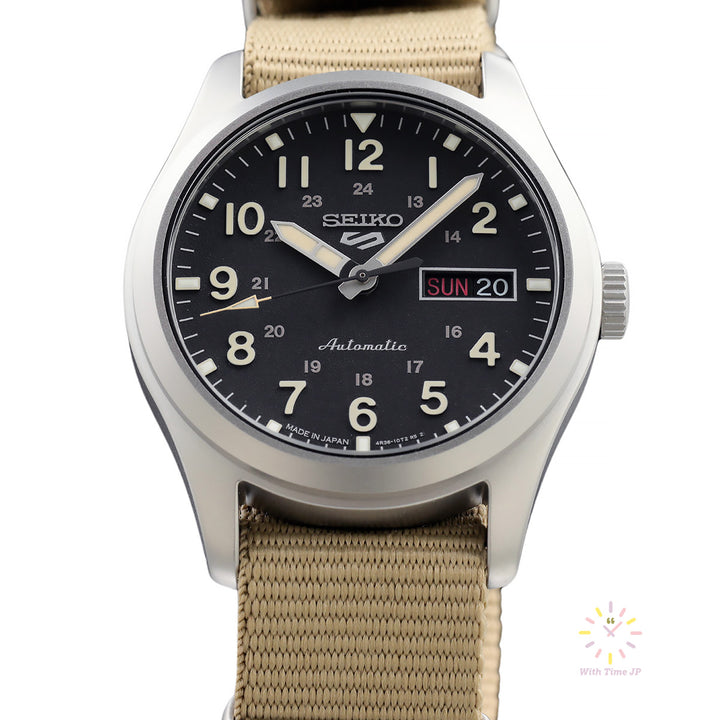 SEIKO 5 SPORTS SBSA117 automatic wristwatch, viewed from front.