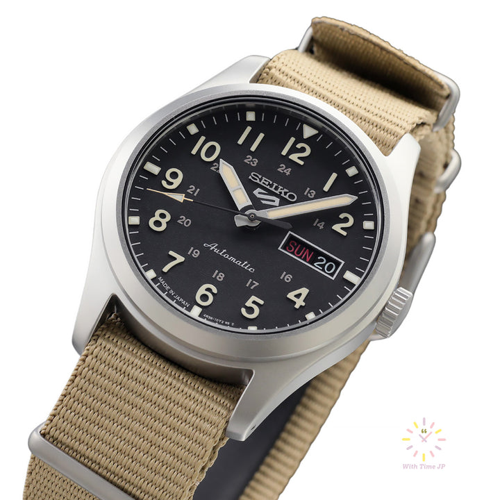 SEIKO 5 SPORTS SBSA117 automatic wristwatch, viewed from bottom right.