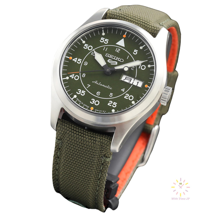 SEIKO 5 SPORTS SBSA141 automatic wristwatch, viewed from bottom right.