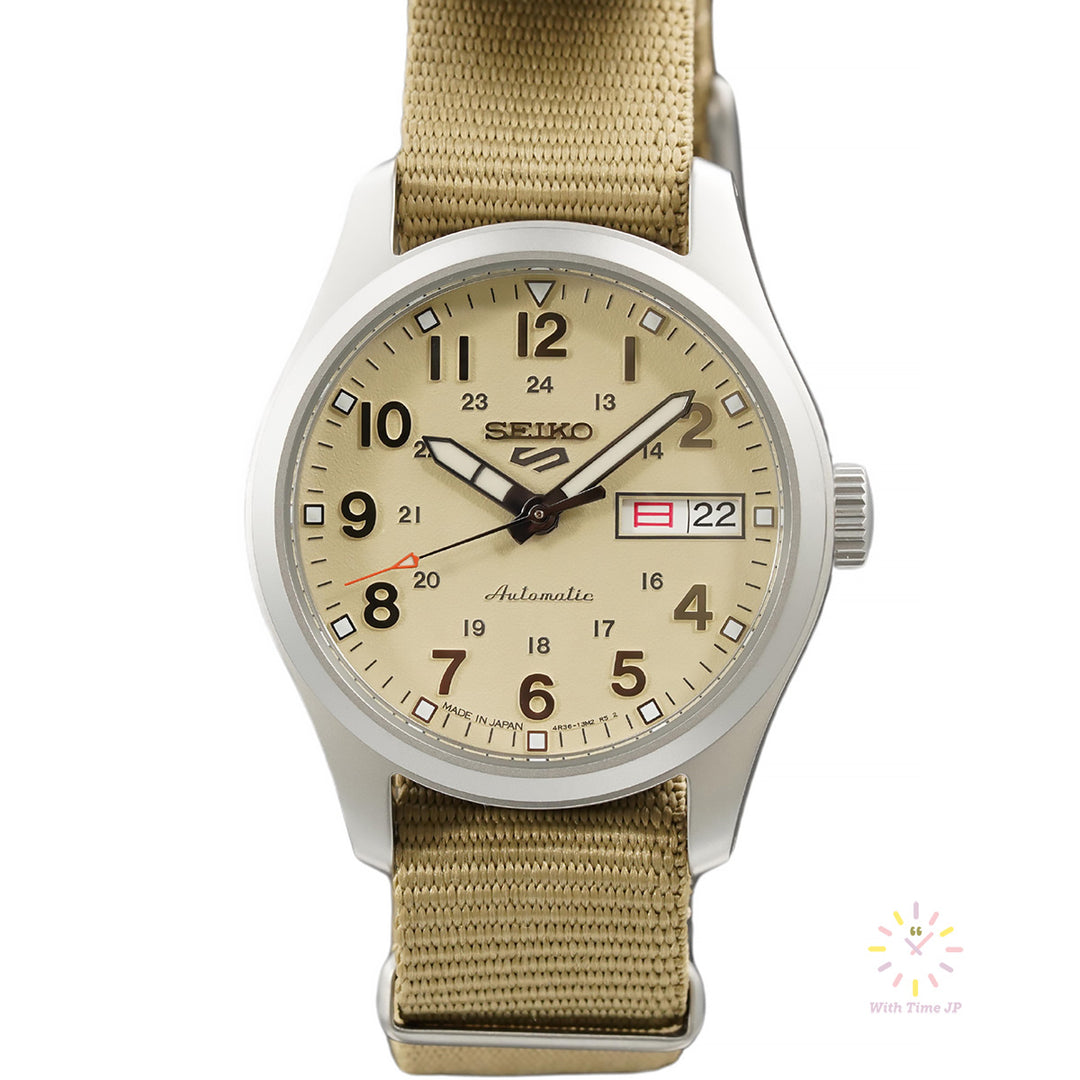 SEIKO 5 SPORTS SBSA199 automatic wristwatch, viewed from front.