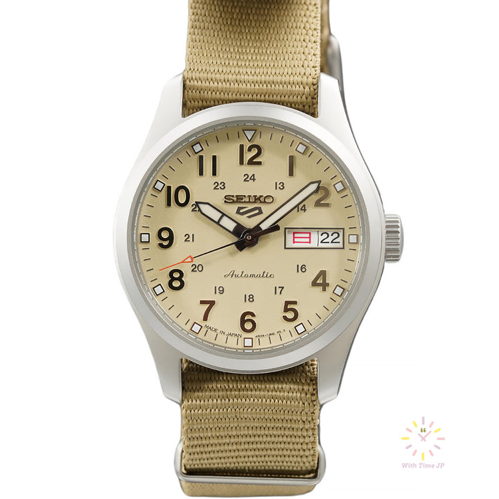 SEIKO 5 SPORTS SBSA199 automatic wristwatch, viewed from front.