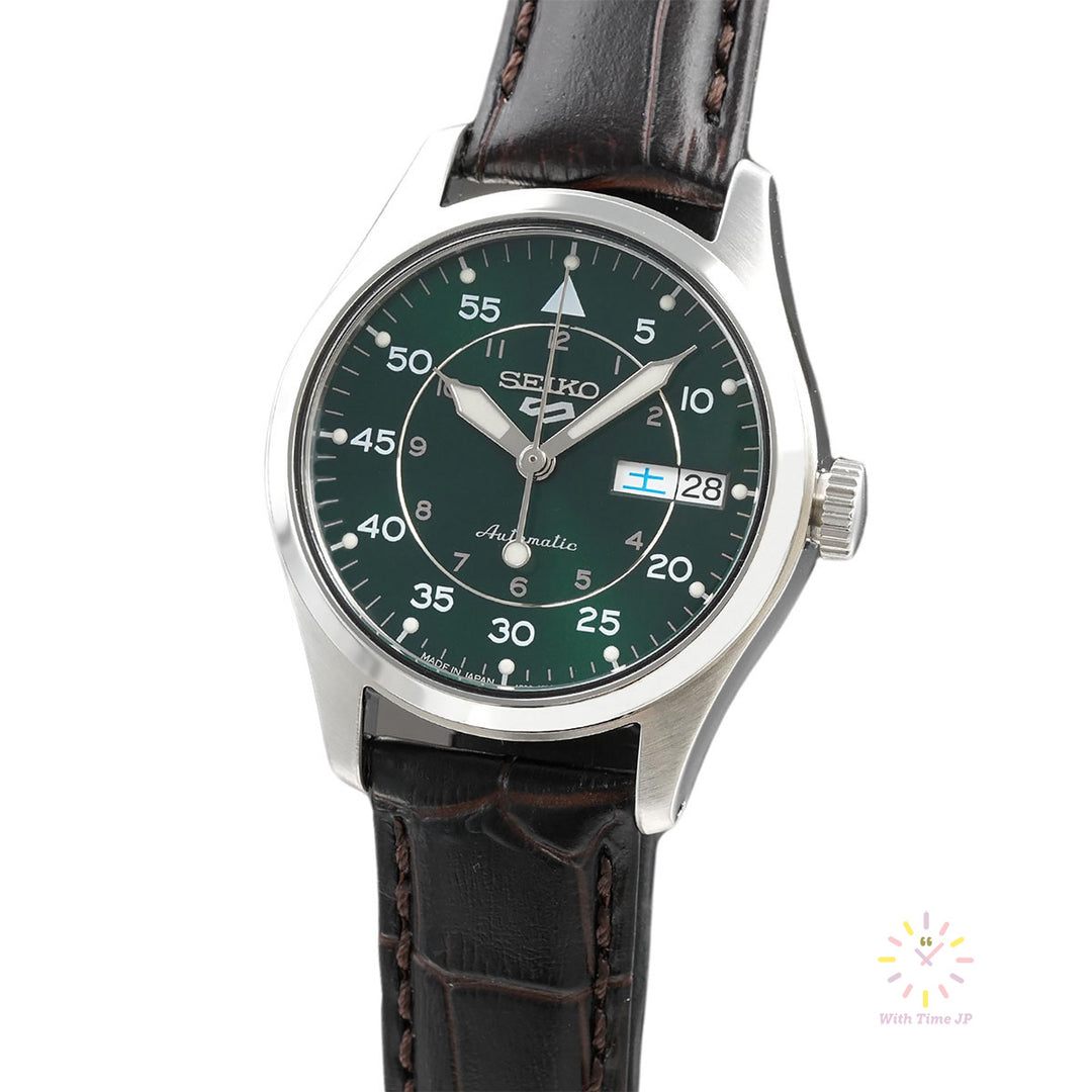 SEIKO 5 Sports SBSA203, Automatic Men's Watch, Stainless steel case, Green dial, Calf band.